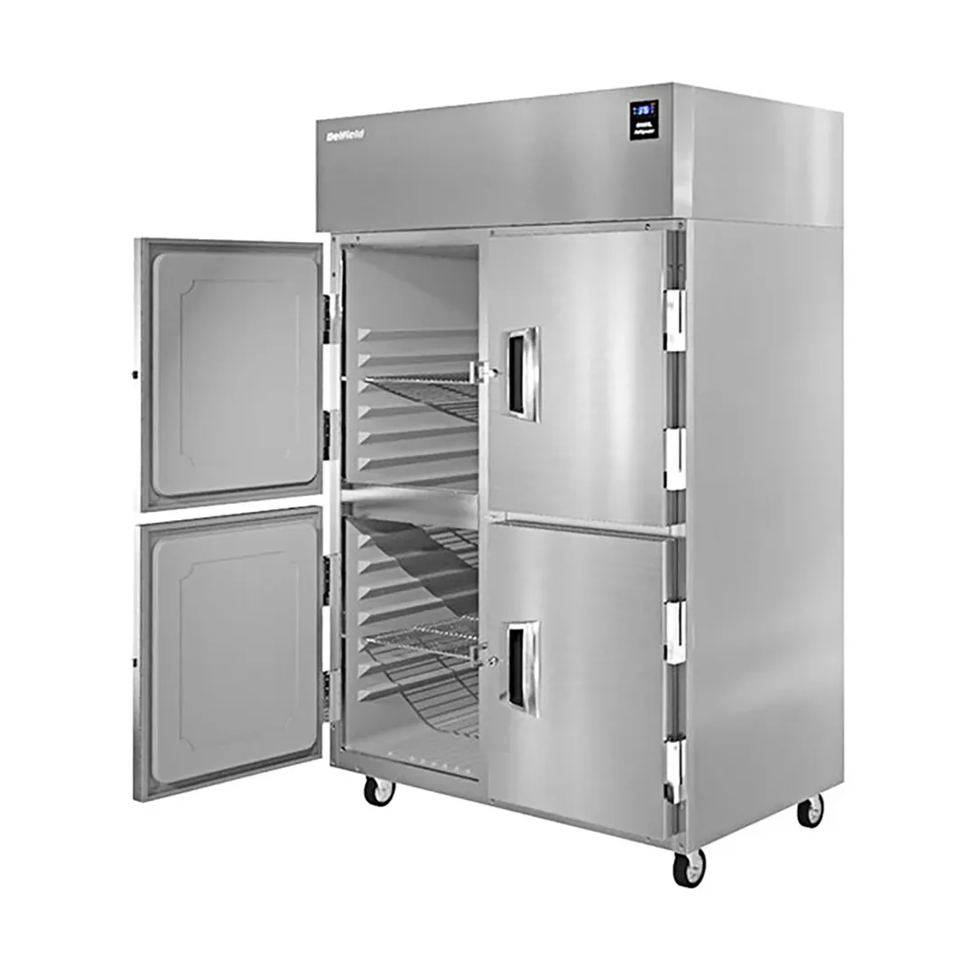 Delfield 6051XL-SH Two Section Reach-In Refrigerator w/ 4 Solid Half Doors, Top Mounted, 43.5 cu. ft.