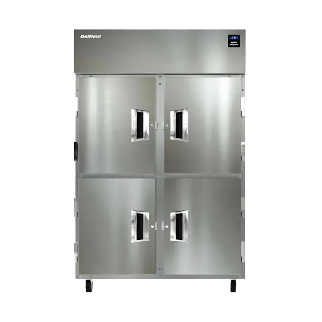 Delfield 6051XL-SH Two Section Reach-In Refrigerator w/ 4 Solid Half Doors, Top Mounted, 43.5 cu. ft.