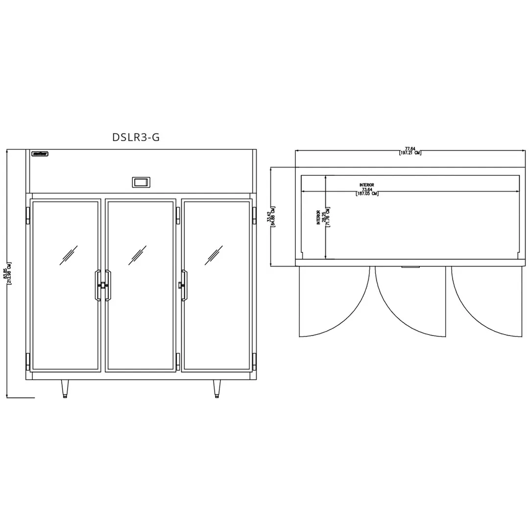 Delfield DSLR3-G Three Glass Door Reach-In Refrigerator, Top Mounted, 68.34 cu. ft.