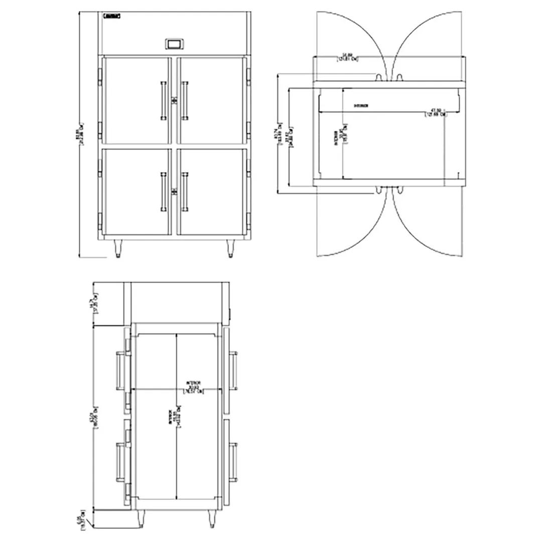 Delfield DSLRPT2-SH 72" 2-Section Pass-Thru Refrigerator, 48.33 cu. ft., 8 Half Solid Doors, Top Mounted