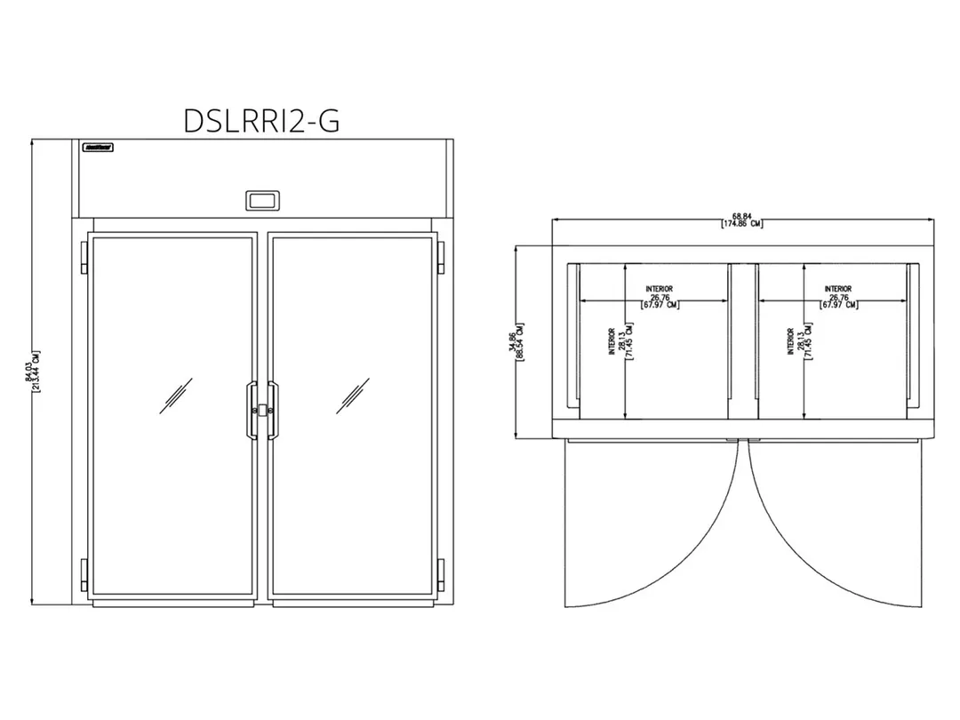 Delfield DSLRRI2-G 68" Two Glass Door Roll-In Refrigerator, Top Mounted, 70.84 cu. ft.