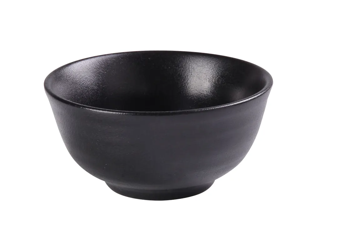 Yanco NB-805 Black 10‑Oz Round Rice Bowl, 4‑5/8" Dia x 2‑1/4" H Porcelain, Dishwasher Safe - Dozen