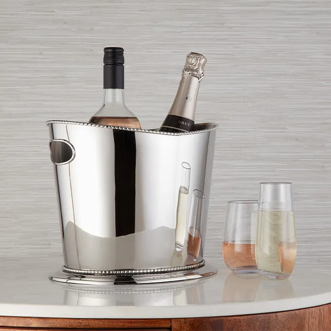 American Metalcraft B2BWB Wine Bucket Cooler, 9" Dia x 9" H, 2‑Bottle Stainless Steel Finish