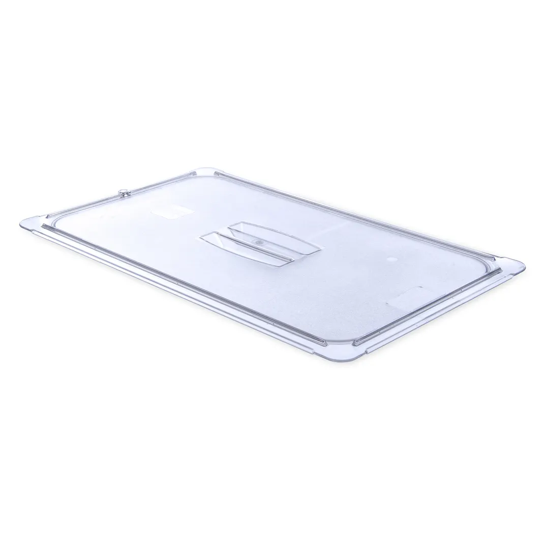 Carlisle 10210U07 Handled Lid, 1/1 Clear Polycarbonate, Non‑Slip -40° to 212°F, NSF, Dishwasher Safe