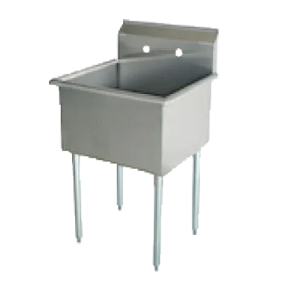 Serv-Ware BS1-1818-V 21" One Compartment Sink, 18"W X 18"L Bowl without Drainboards - 9" Backsplash