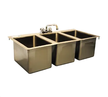 Serv-Ware DIS-3C1014-CWP-V 36" Drop-In Sink, 10"W x 14"L x 10"D Bowl / (3) Compartment