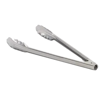 Vollrath 47110 Utility Tongs – 9½" Economy Stainless Steel, 24 ga., Non‑Coated Handle, 3‑9" Range