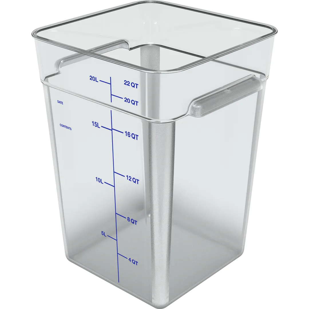 Carlisle 1195607 Square Container, 22 Qt, 11-1/8" x 15-3/4" H, Clear Polycarbonate, NSF