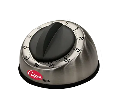 Cooper-Atkins TM60-0-8 Ring Timer, 60-Min Dial, 3.5"×3.25"×4", 8-Sec Bell, One-Hand, Feet - 36/Case