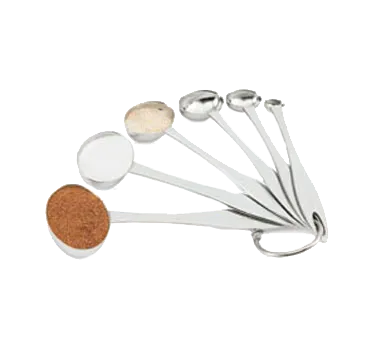 Vollrath 46588 Six‑Piece Measuring Spoon Set, 18/8 Stainless Steel, Stamped Sizes, Ring - Set