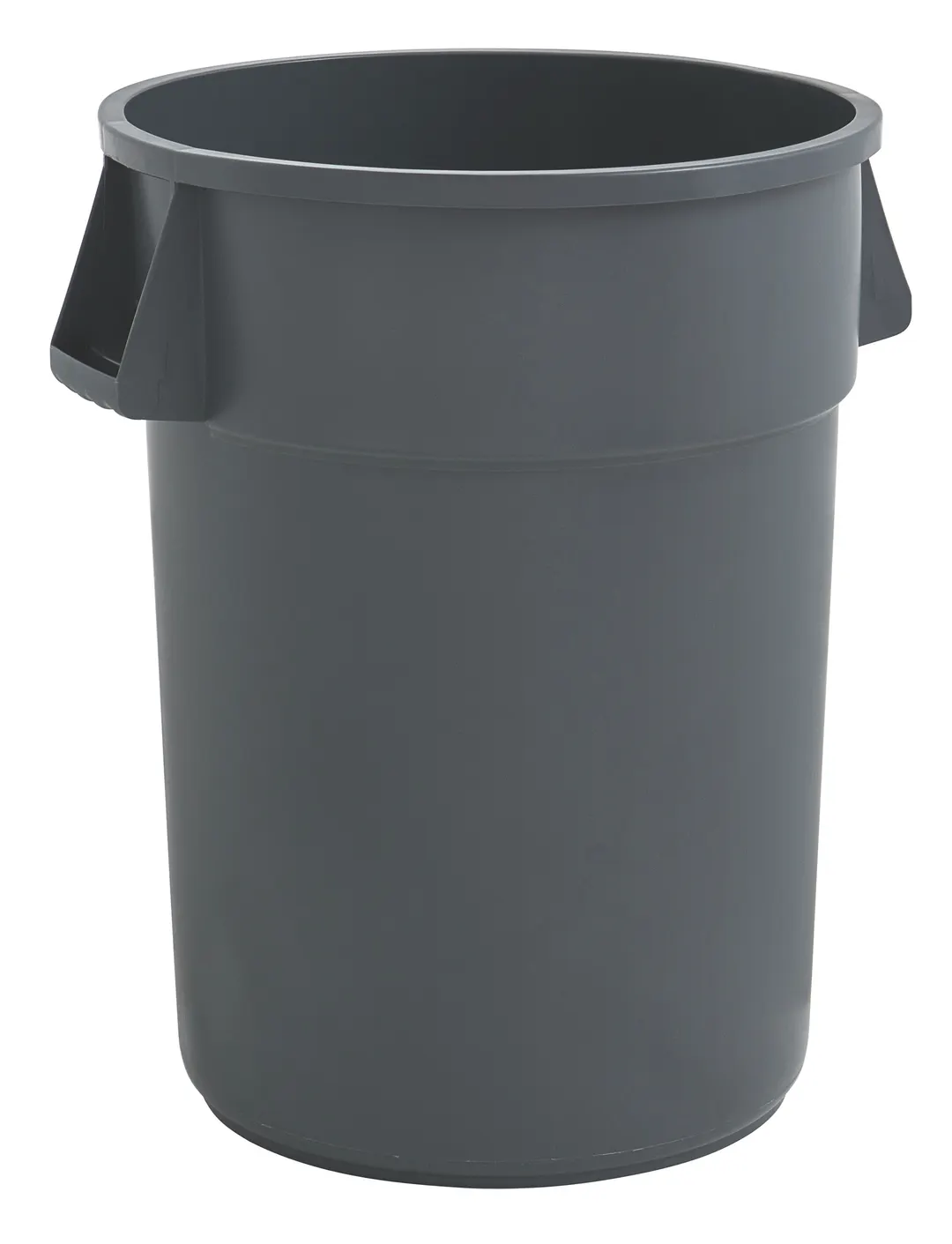 Hubert 169498 Round Trash Can, 44‑Gal Capacity, 27" L x 24" W x 31" H, Grey HDPE, Open Top