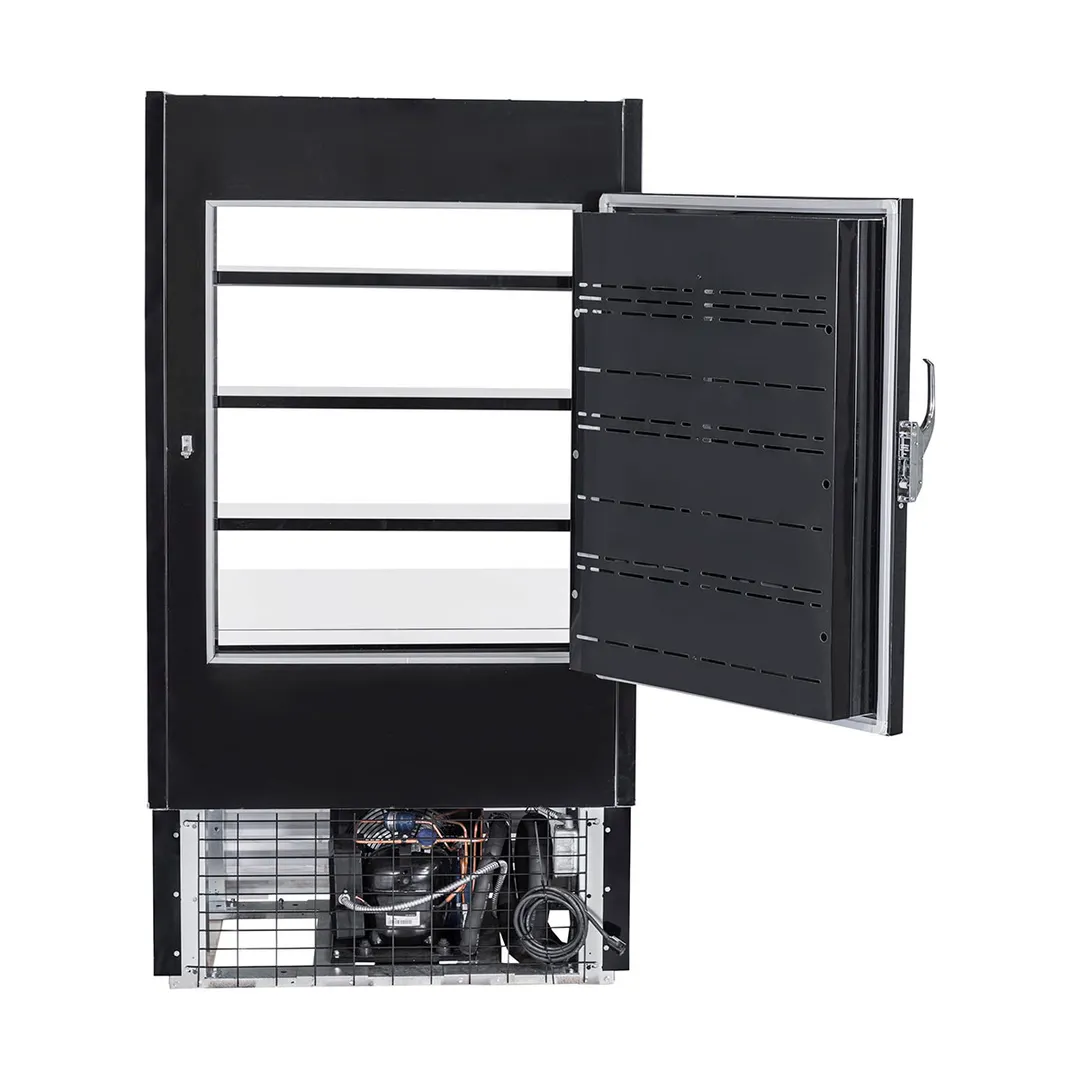 Howard-McCray SC-OD30E-3-SW-B 39" Vertical Multi-Purpose Open Merchandiser in Black, Self-Contained