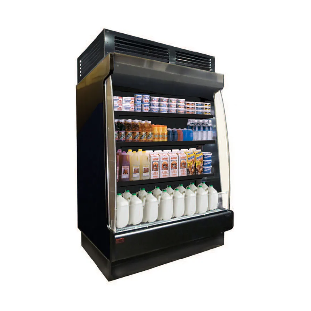 Howard-McCray SC-OD35E-4L-LB-B 51" Vertical Multi-Purpose Low-Base Open Merchandiser in Black, Self-Contained