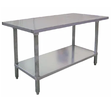 Omcan USA 17586 48" Open Base Work Table with Open With Undershelf, Flat Top / 18 Gauge Top
