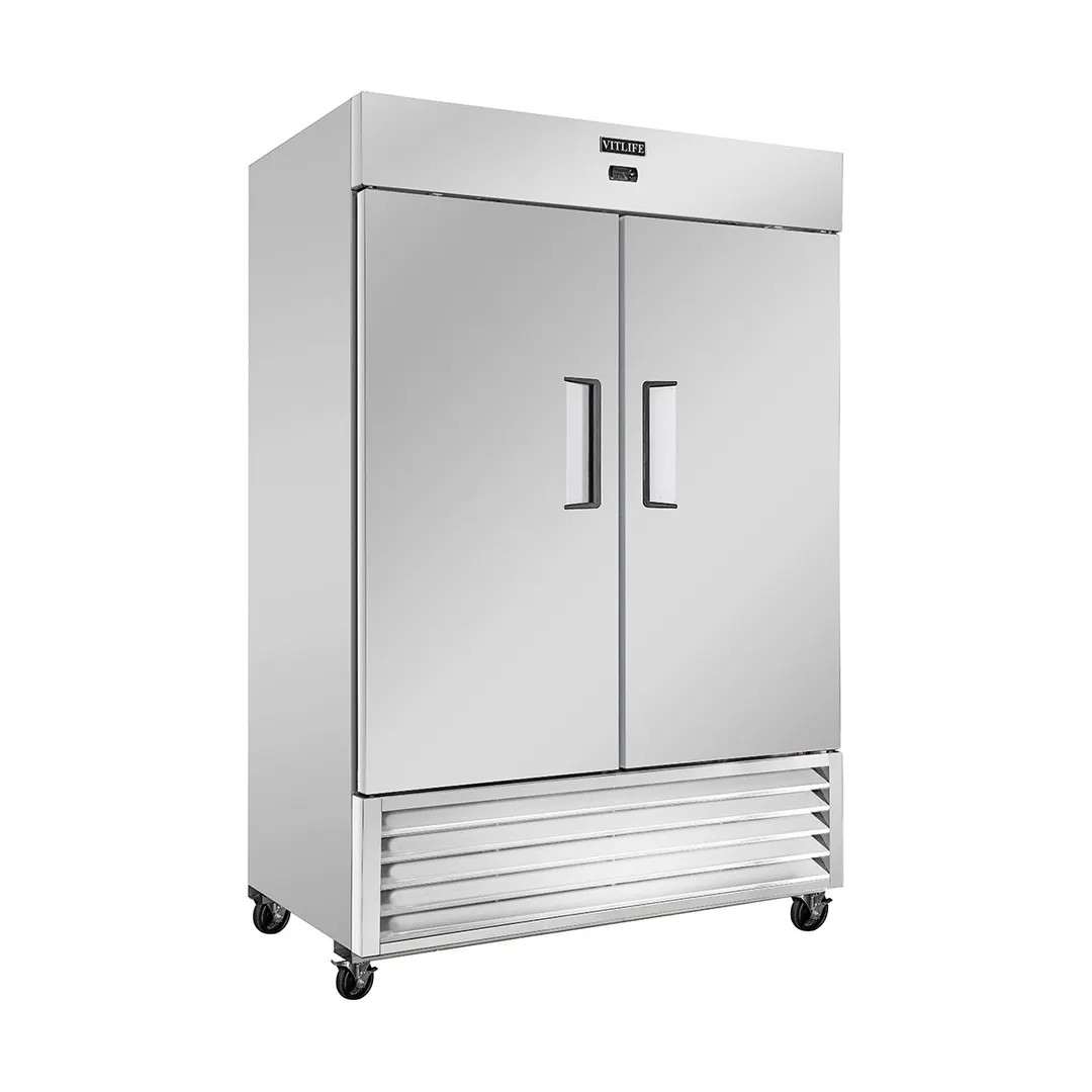 Vitlife Commercial VRB54R 54" 2-Solid Door Reach‑In Refrigerator, 46 cu. ft., Bottom Mounted Refrigeration