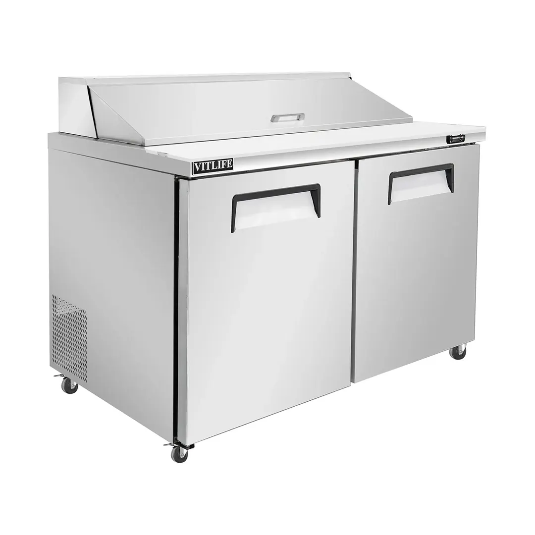 Vitlife Commercial VSP60 60" 2-Section Refrigerated Sandwich / Salad Prep Table, 17.8 cu. ft.