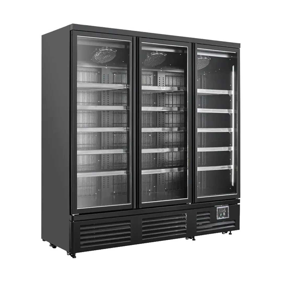 Vitlife Commercial VKDF-P1973TG 74" 3-Glass Door Freezer Merchandiser in Black, 43.1 cu ft