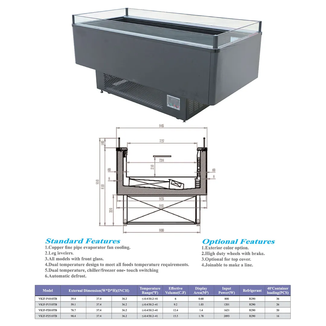 Vitlife Commercial VKIF-P2010TB 78" Dual-Temp Chest Freezer, 12.4 Cu Ft, R290