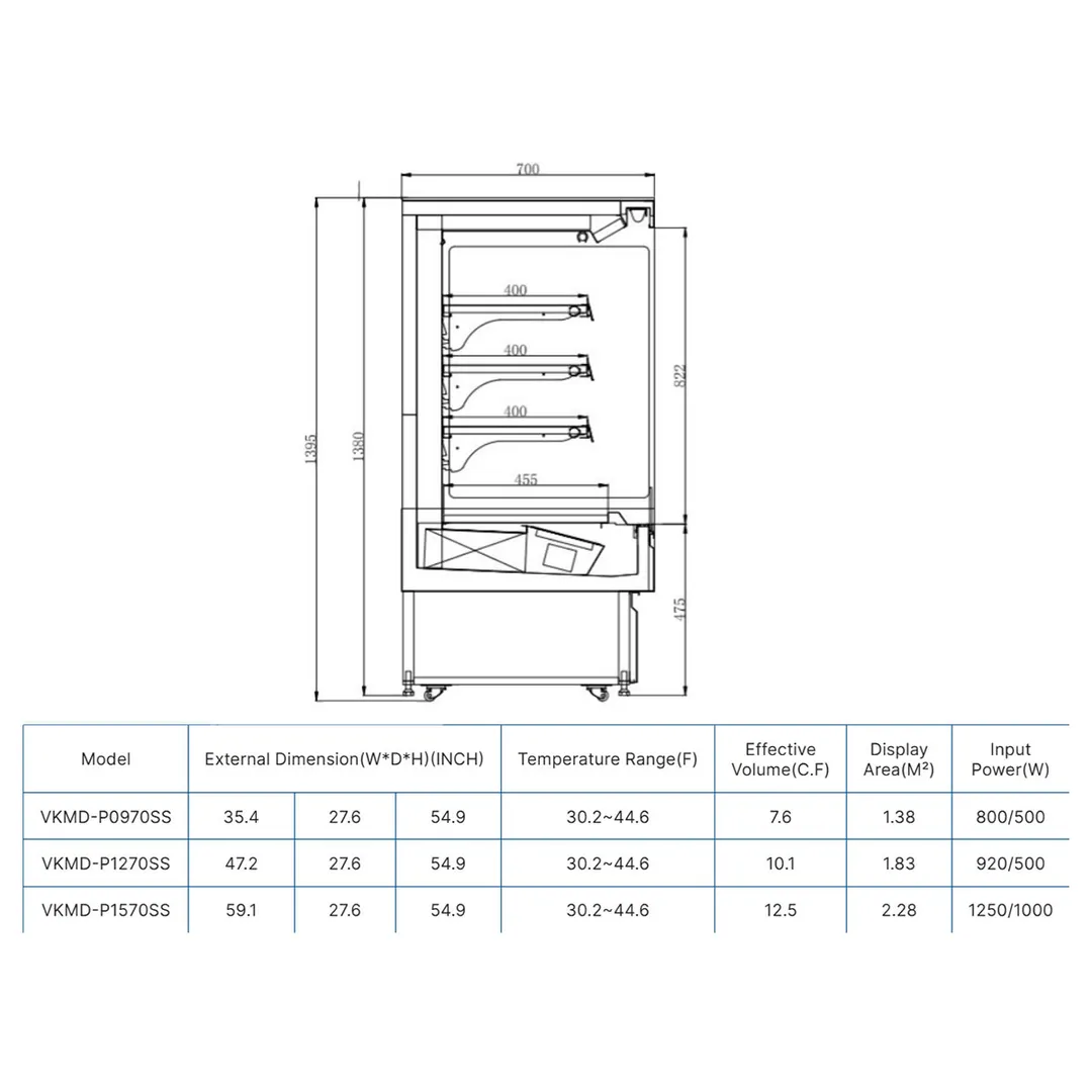 Vitlife Commercial VKMD-P0970SS 36" Self-Serve Open Air Merchandiser, 3 Shelves, 7.6 cu. ft.