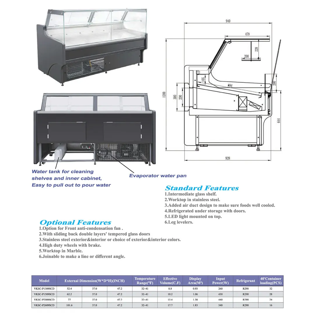 Vitlife Commercial VKSC-P2609SCD 102" Refrigerated Bakery Display Case, 17.7 Cu Ft