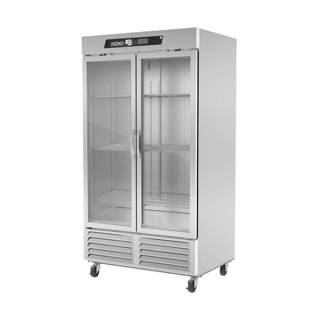 Asber ARF-37-2G-H 32" 2-Glass Door Reach-In Freezer, Bottom Mount, 37 cu. ft., Stainless Steel
