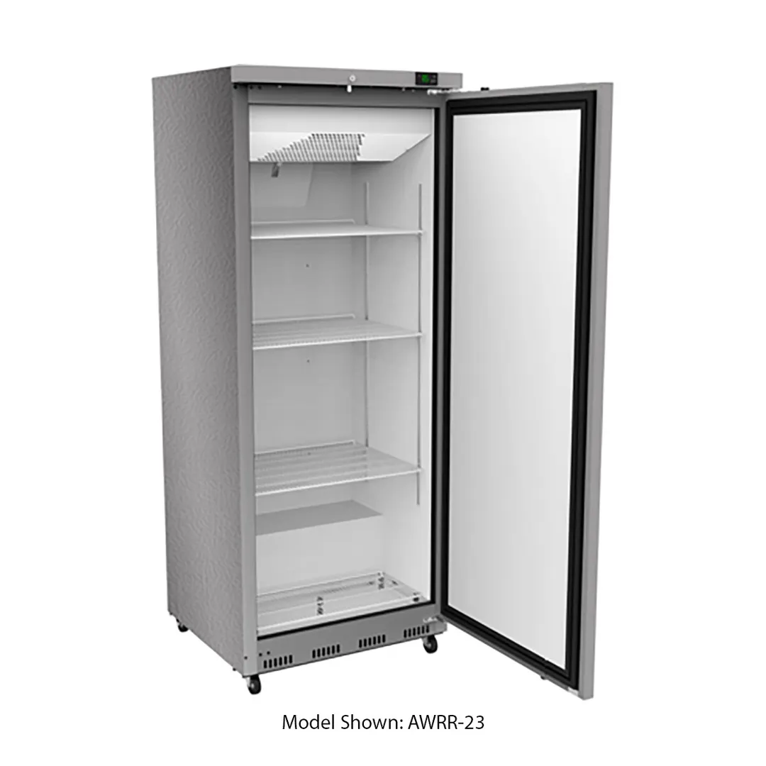 Asber AWRF-23 28" 1-Solid Door Reach-In Freezer, Bottom Mount, 23 cu. ft., Stainless Steel Front
