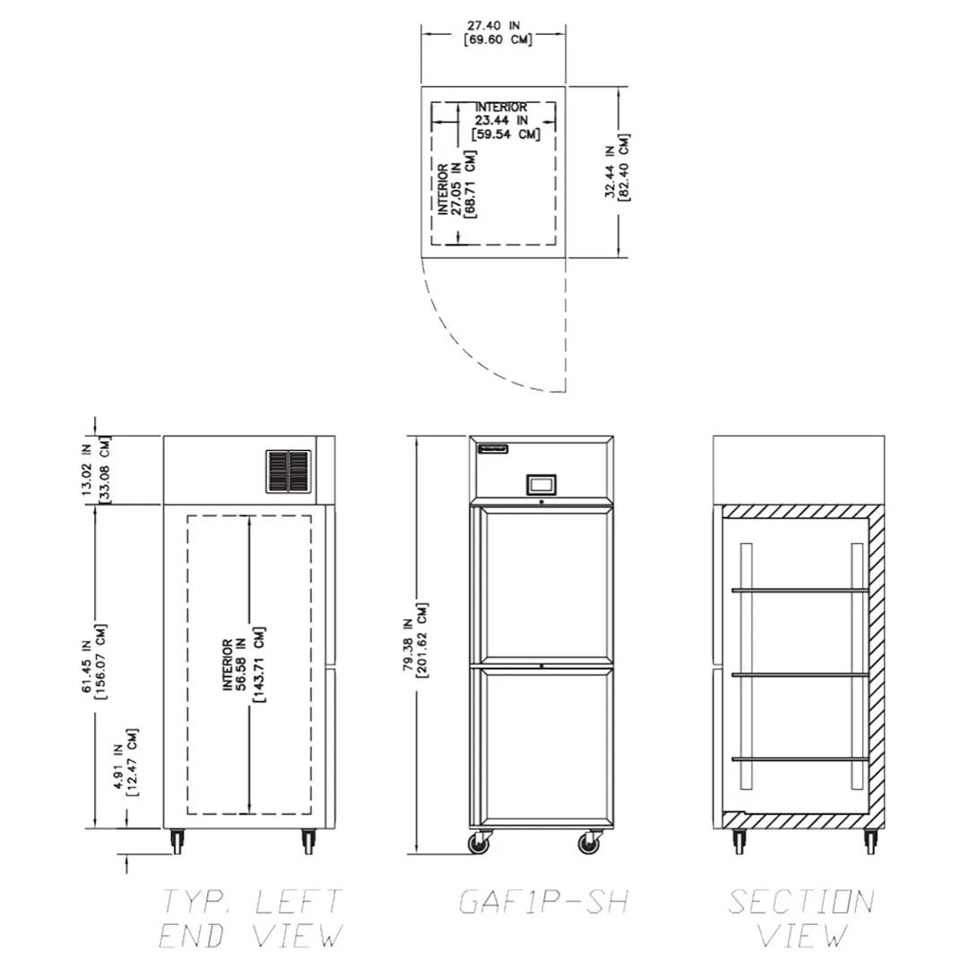 Delfield GAF1P-SH 27" 2-Half Hinged Solid Door Reach-In Freezer, Top Mounted, 21 cu. ft.