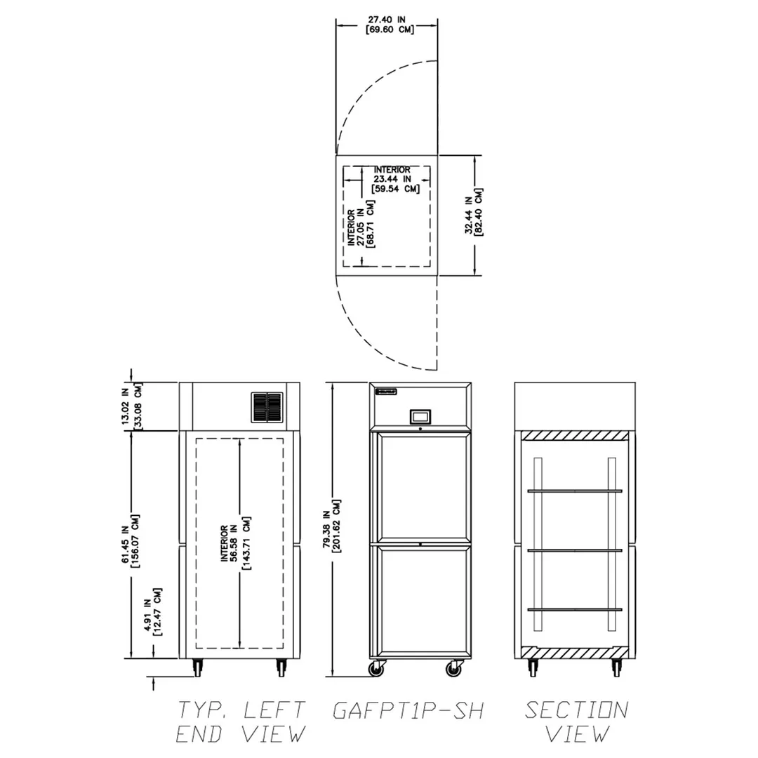 Delfield GAFPT1P-SH 30" 4-Half Solid Door Pass-Thru Freezer, Top Mounted, 23 cu. ft.