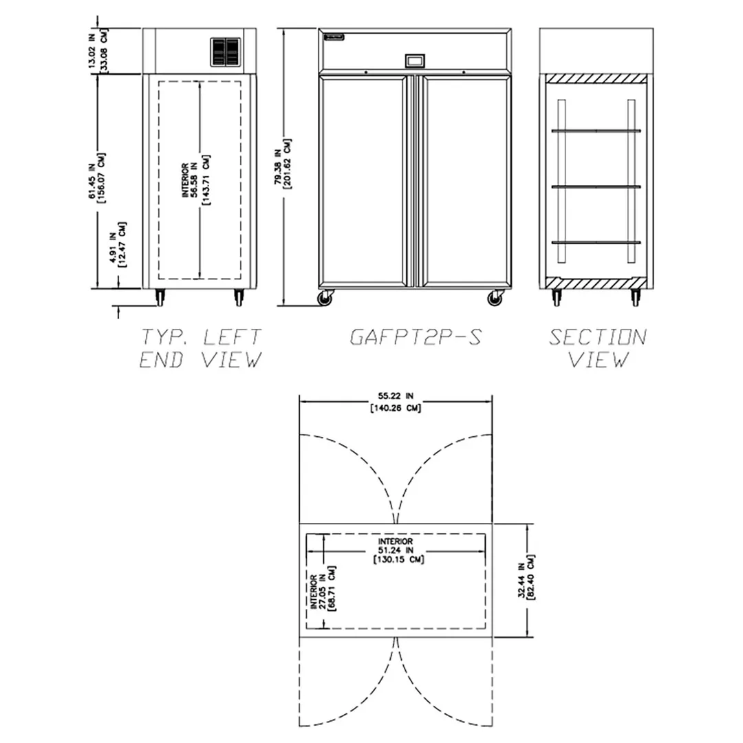 Delfield GAFPT2P-S 30" 2-Section Pass Thru Freezer, Top Mounted, 50 cu. ft.