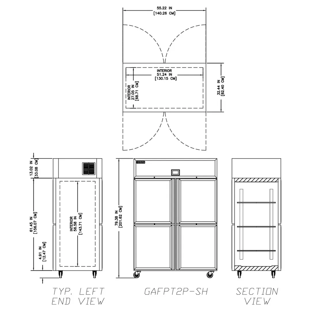Delfield GAFPT2P-SH 32" 8-Half Hinged Solid Door Pass-Thru Freezer, Top Mounted, 50 cu. ft.