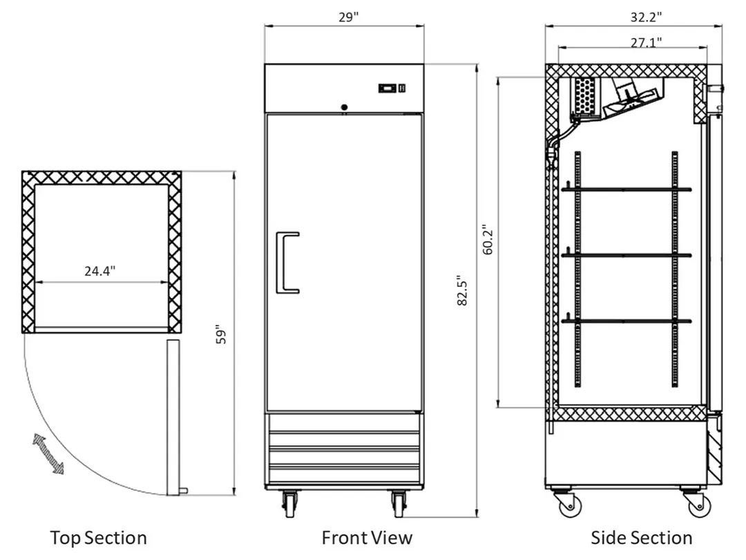 Norpole NE1F 32" 1-Solid Door Reach-In Freezer, Bottom Mounted, 23 cu. ft.