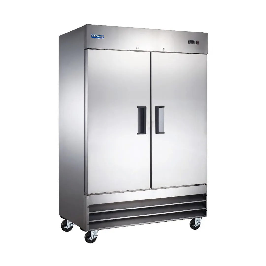 Norpole NE2F 32" 2-Solid Door Reach-In Freezer, Bottom Mounted, 48 cu. ft., Stainless Steel Exterior