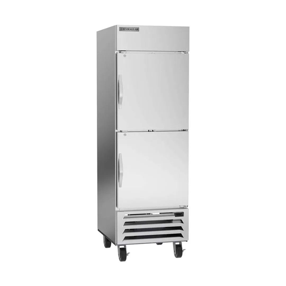 Beverage Air HBF23HC-1-HS 27" 1-Section Reach-In Freezer, 2 Half Solid Doors, Bottom Mount, 23.32 cu. ft., Stainless Steel