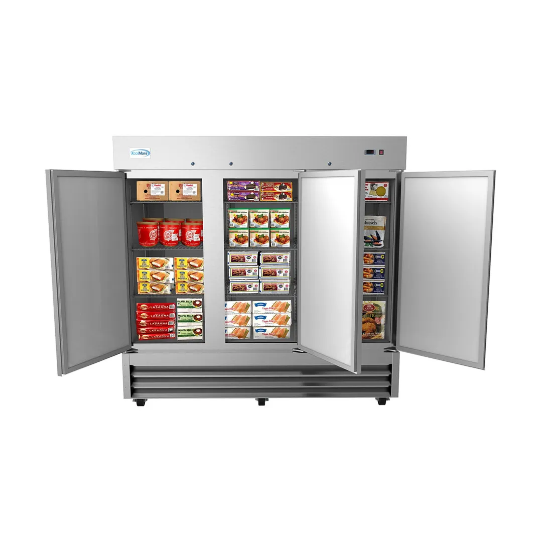 Koolmore RIF-3D-SS 80" 3-Solid Door Reach-In Freezer, Bottom Mounted, 72 cu. ft., Stainless Steel