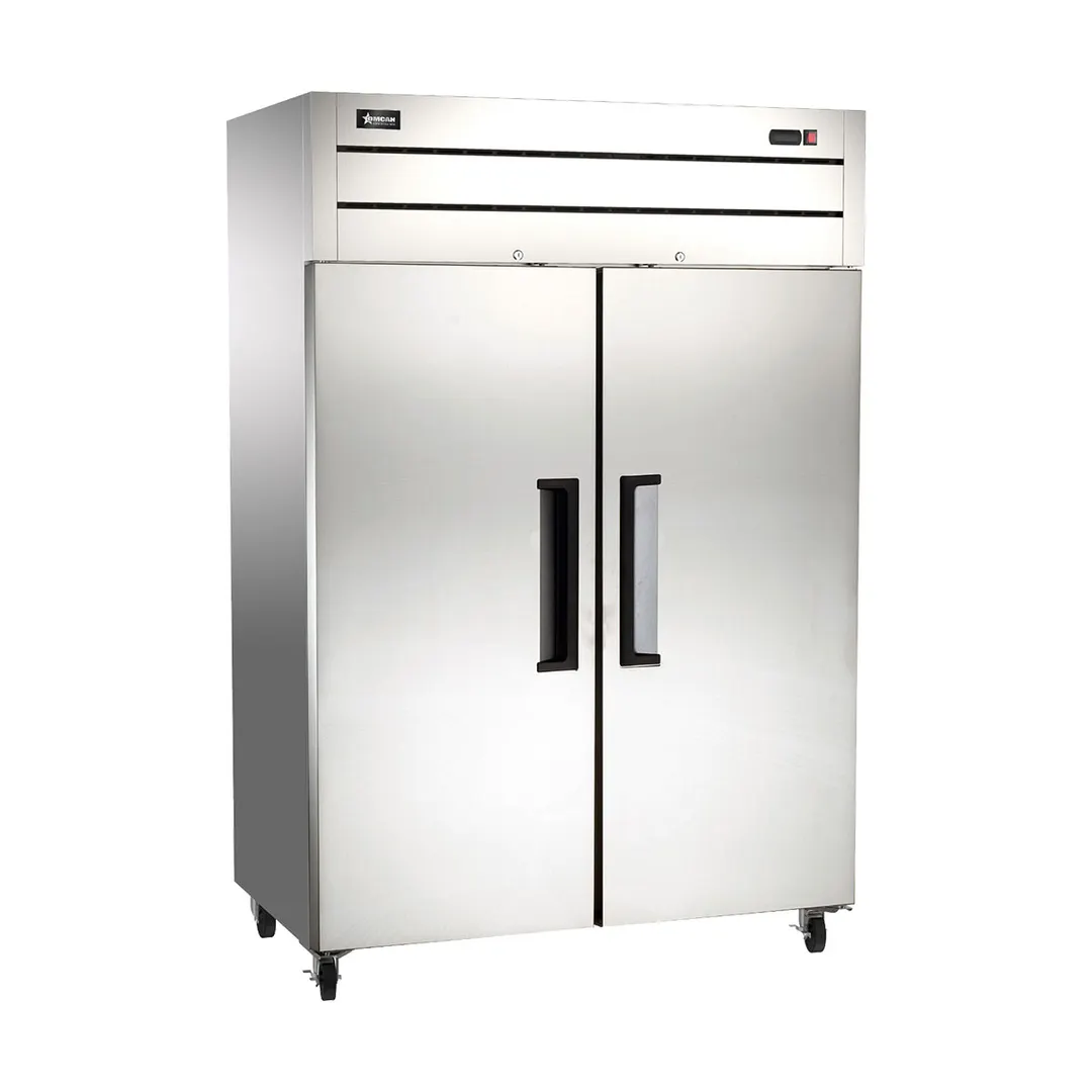 Omcan USA 50117 32" 2-Solid Door Reach-In Freezer, Top Mounted, 43.1 cu. ft., Stainless Steel