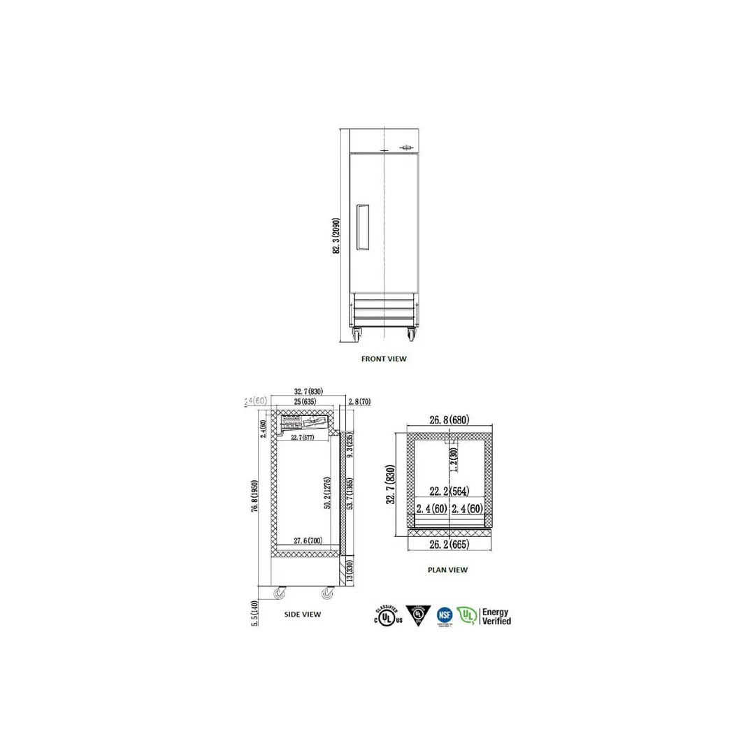 Valpro VP1F-HC 26.80" 1-Solid Door Reach-In Freezer, Bottom Mount, 23 cu. ft., Stainless Steel