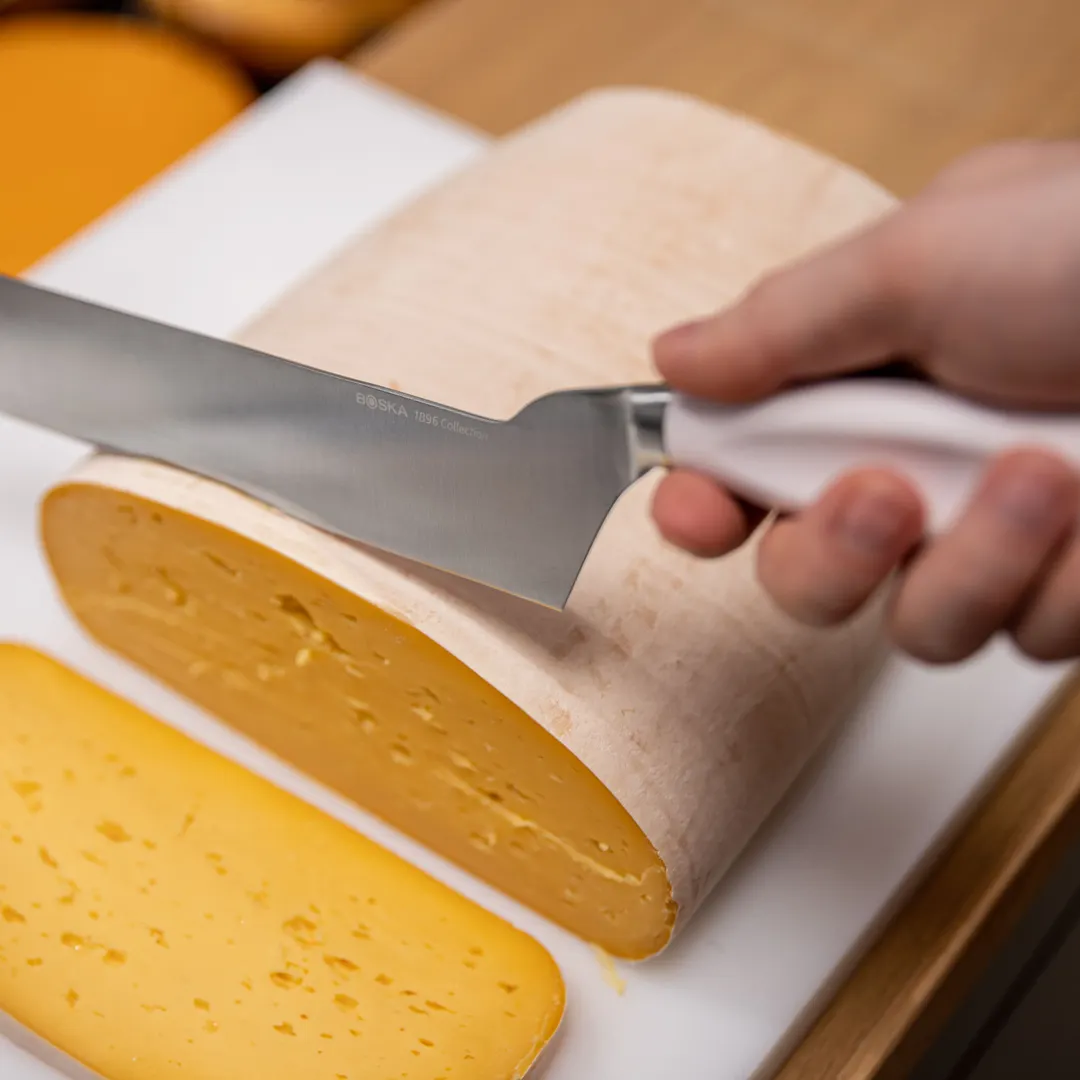 Boska 190021 Cheese Knife, 210mm White, 2.36"W x13.77"D x0.78"H, 18/10 Blade, Plastic Handle
