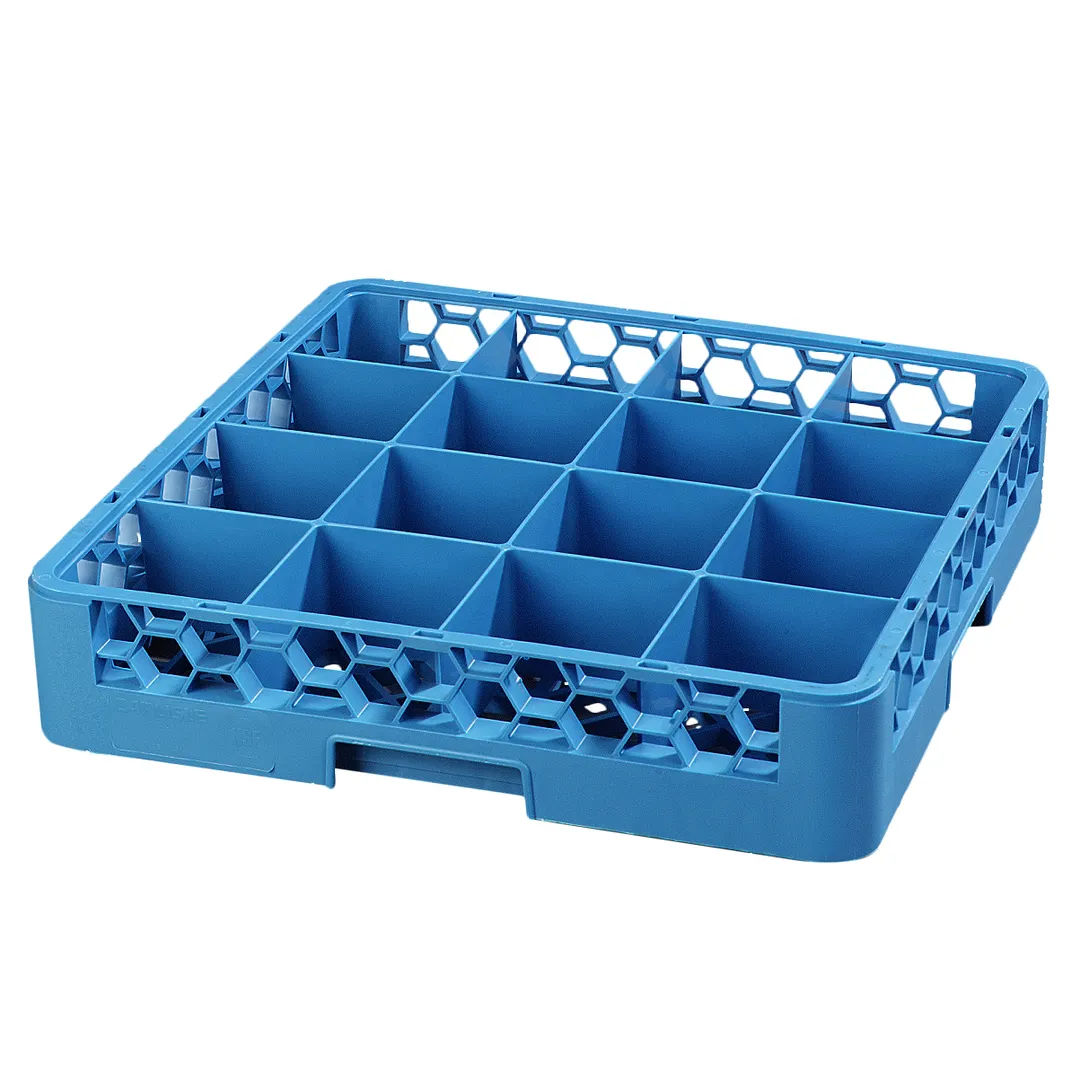 Carlisle RC1614 Dishwasher Cup Rack, 16 Compartments, 3-1/4" Height, Blue Polypropylene, NSF Certified
