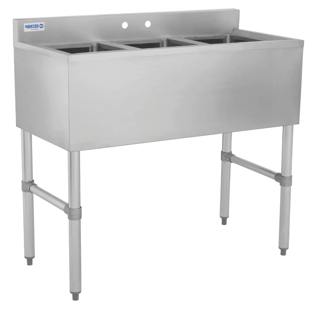 Hubert 29N-034 Kratos® Underbar Compartment Sink, 3 Bowls, 48"W X 18.75"D X 33"H