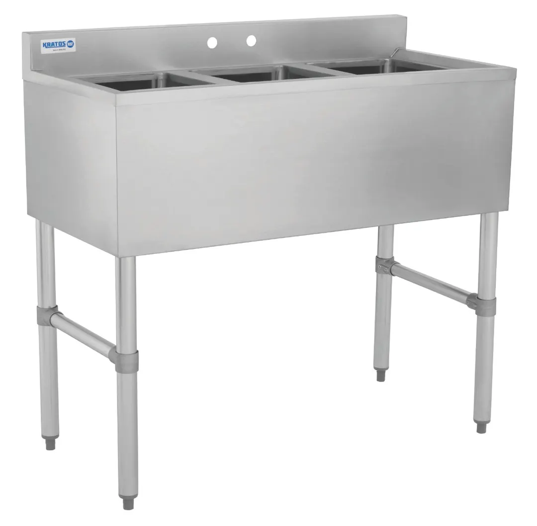 Hubert 29N-036 Kratos® Underbar Compartment Sink, 3 Bowls, 60"W X 18.75"D X 33"H