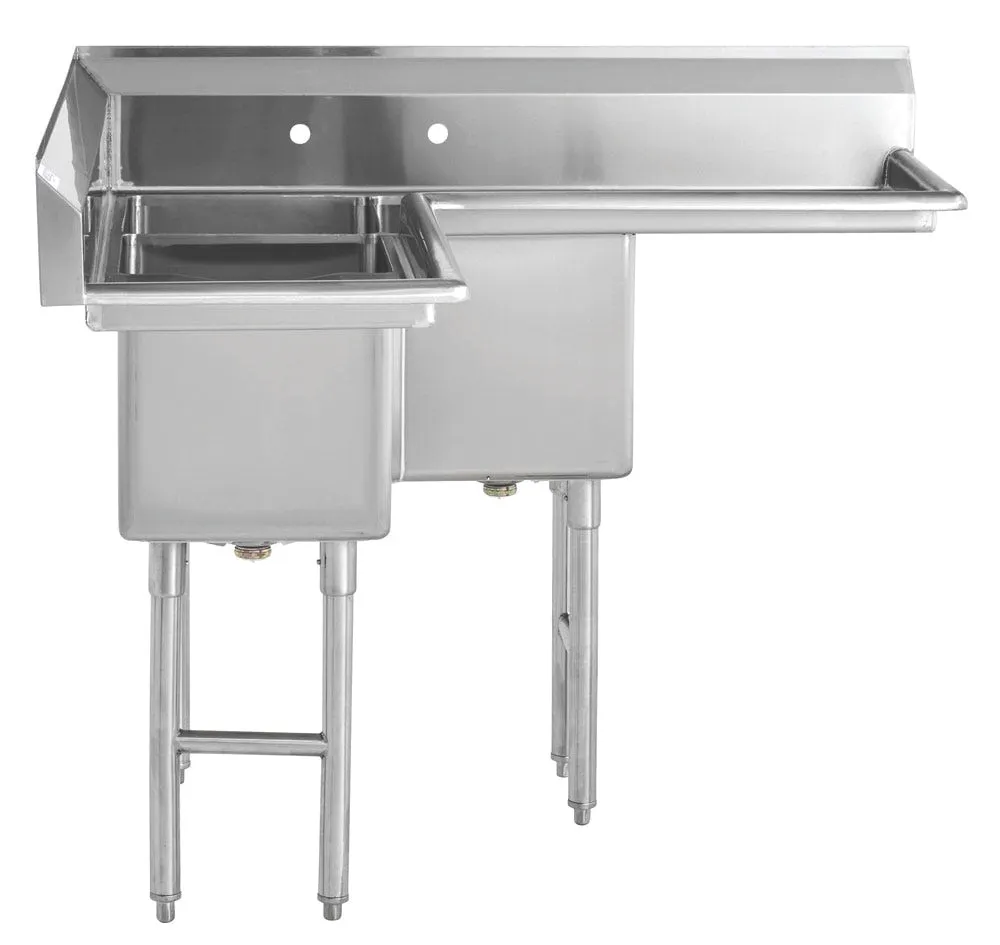 Hubert 29N-060 Kratos® 3 Comp. Corner Sink, 44.5"W X 20"D X 43.75"H, 16 Ga