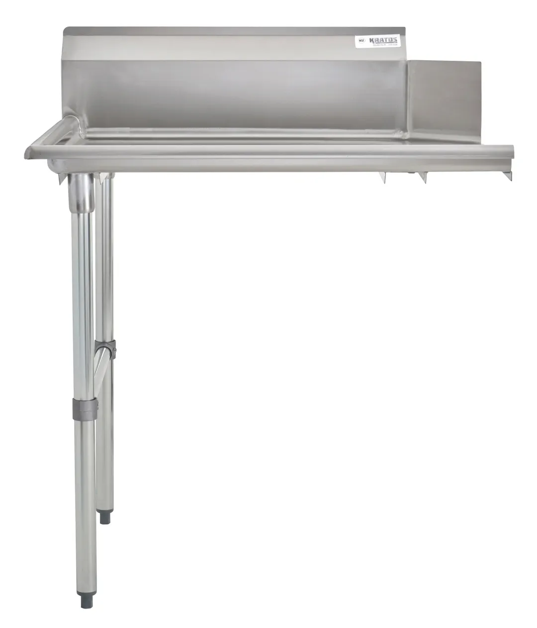 Hubert 77834 48" Kratos Clean Straight Dishtable, 16 Gauge Stainless Steel / Left Drainboard