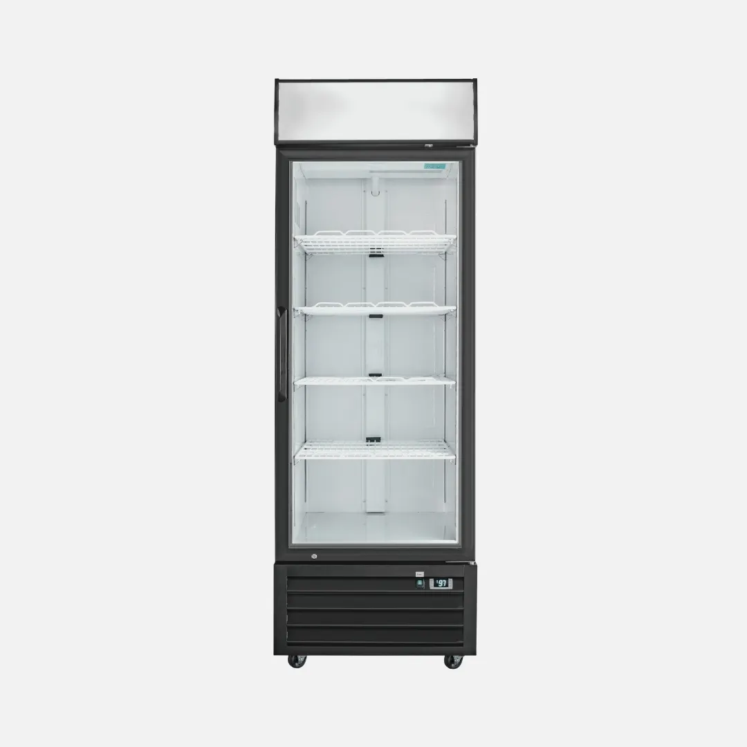 Hurakan HKN-MRC19F1S 27" 1‑Section Glass Door Merchandising Freezer, 15.2 cu.ft., Black Finish