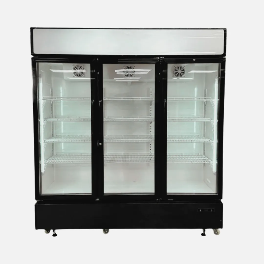 Hurakan HKN-MRC56F3S 81" 3-Section Glass Door Freezer Merchandiser, 55.7 cu.ft., Black