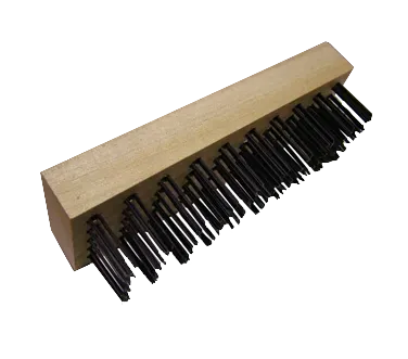 Omcan USA 10451 Wooden Block Brush #15, No Handle, Wood Handle, Steel Bristles, 9" x 4" Head Size