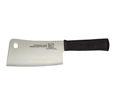 Omcan USA 10549 Cleaver Knife, 7" Stainless Blade, Black Plastic Handle - Pro Butcher Tool