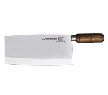 Omcan USA 10557 Premium Cleaver Knife, 8" Stainless Steel Blade, Wood Handle, Wood