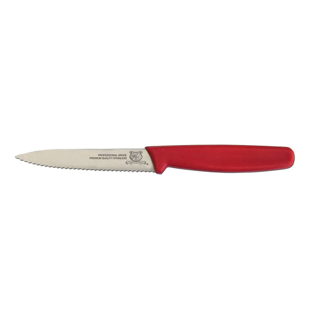 Omcan USA 11497 Paring Knife, 4" Spear Point Stamped Blade, Stainless Steel, Red Polypropylene Handle