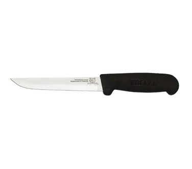 Omcan USA 11637 Boning Knife, 6" Straight Blade, Stainless Steel, Black Plastic Handle