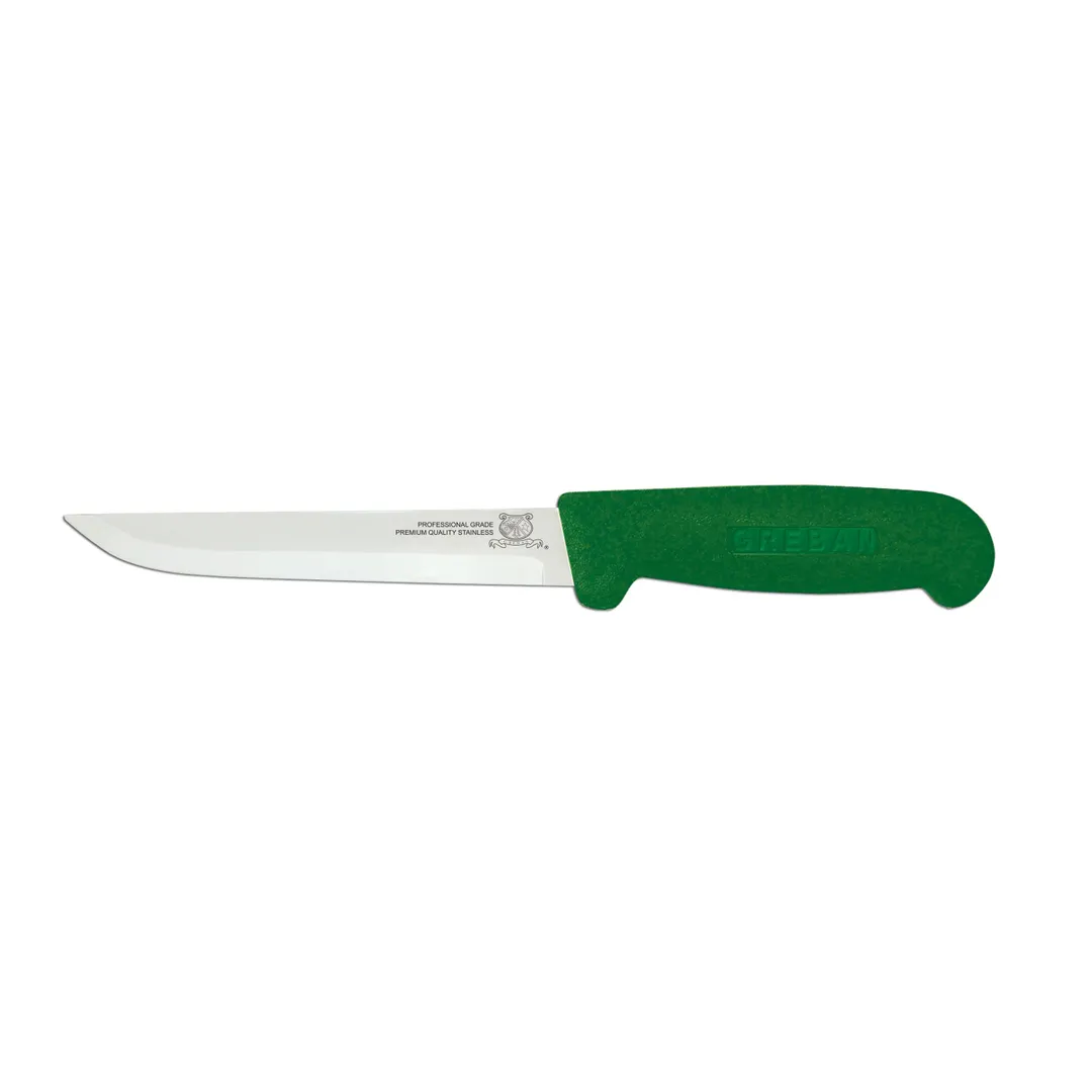 Omcan USA 11677 Boning Knife 6" Straight Stainless Steel Blade, Green Polypropylene Handle, Stamped